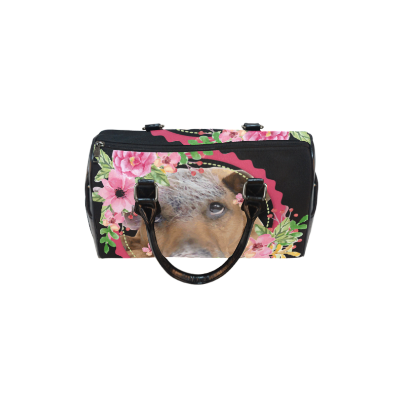 Thoughtful Dog Pink Floral Watercolor Boston Handbag (Model 1621)