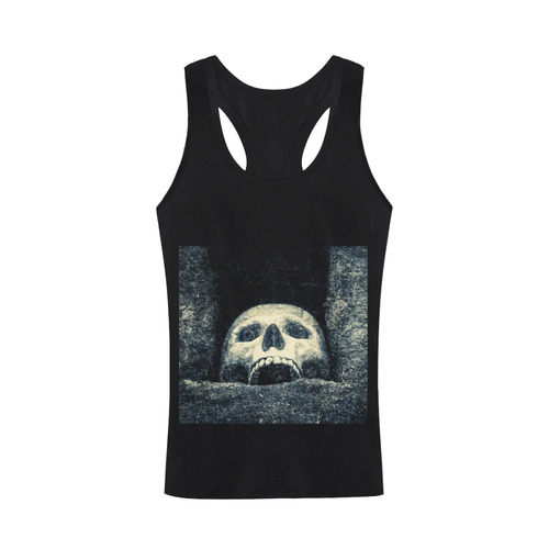 White Human Skull In A Pagan Shrine Halloween Cool Plus-size Men's I-shaped Tank Top (Model T32)