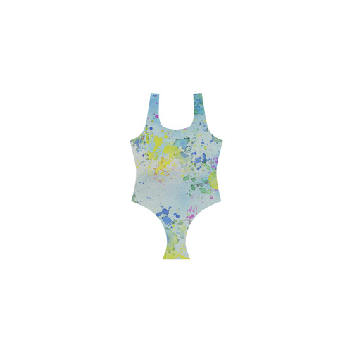 Watercolors splashes Vest One Piece Swimsuit (Model S04)