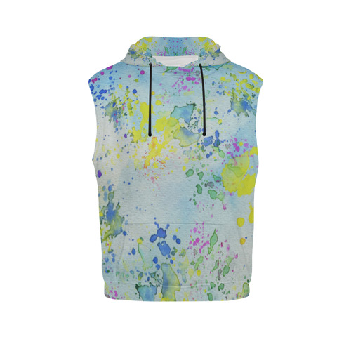 Watercolors splashes All Over Print Sleeveless Hoodie for Women (Model H15)