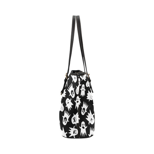 Halloween Ghosts Leather Tote Bag/Small (Model 1651)