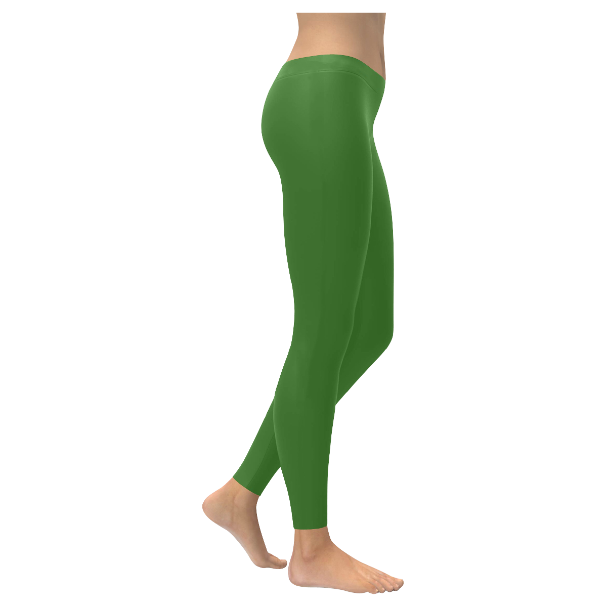 Precious Peacock Feathers Solid Grassy Green Women's Low Rise Leggings (Invisible Stitch) (Model L05)