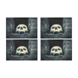 White Human Skull In A Pagan Shrine Halloween Cool Placemat 12’’ x 18’’ (Set of 4)
