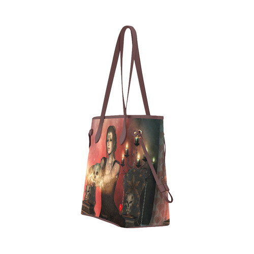 The dark fairy with skulls Clover Canvas Tote Bag (Model 1661)