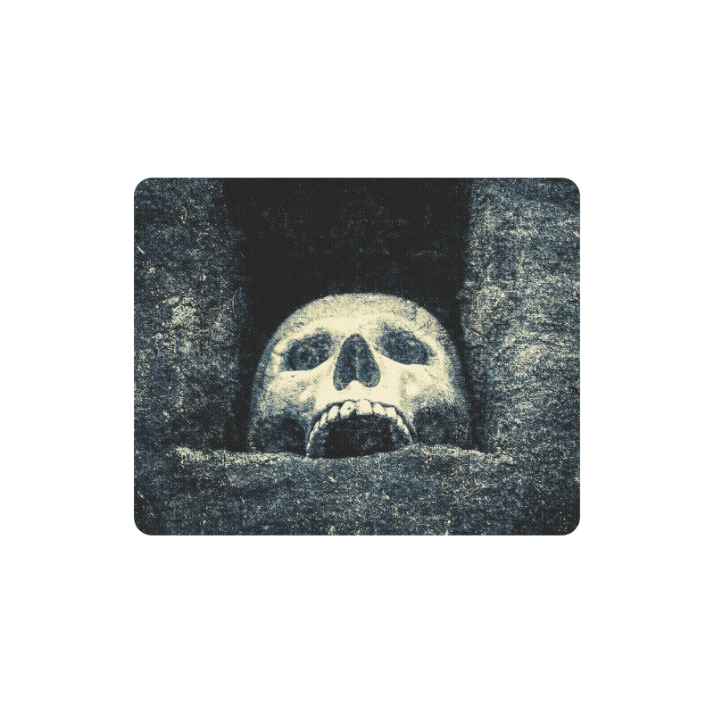 White Human Skull In A Pagan Shrine Halloween Cool Rectangle Mousepad