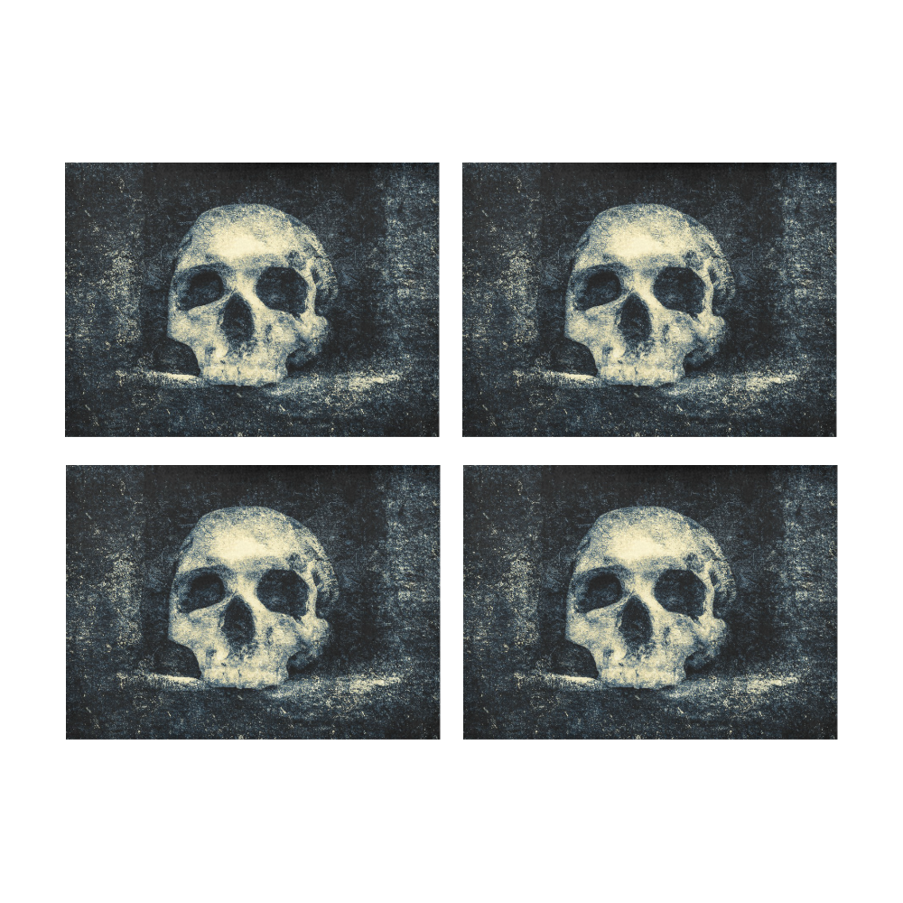 Man Skull In A Savage Temple Halloween Horror Placemat 14’’ x 19’’ (Set of 4)