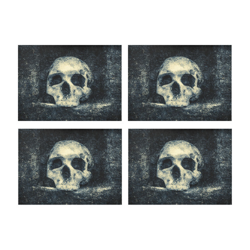 Man Skull In A Savage Temple Halloween Horror Placemat 14’’ x 19’’ (Set of 4)