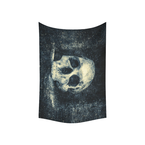 Man Skull In A Savage Temple Halloween Horror Cotton Linen Wall Tapestry 60"x 40"