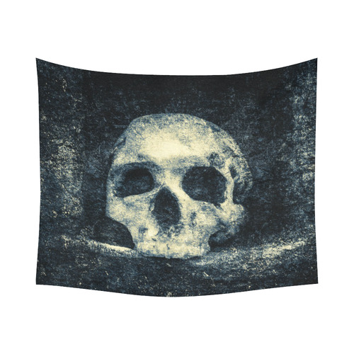 Man Skull In A Savage Temple Halloween Horror Cotton Linen Wall Tapestry 60"x 51"