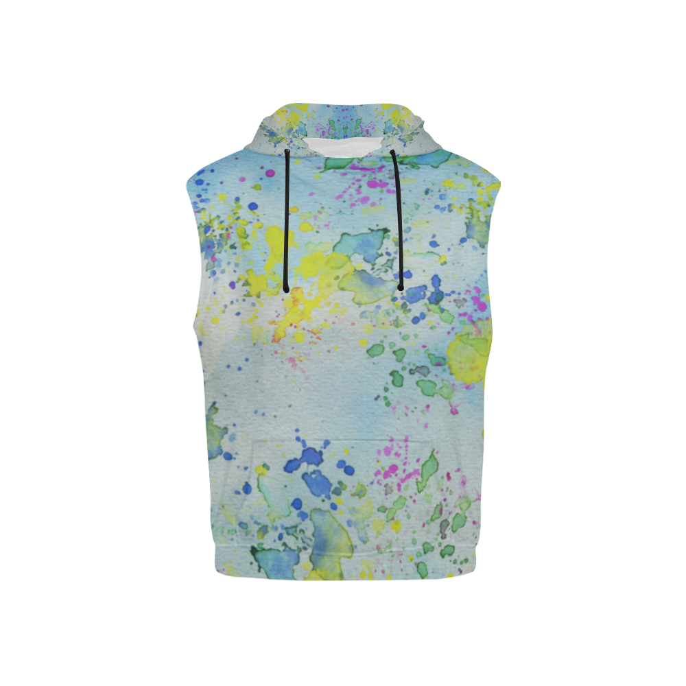 Watercolors splashes All Over Print Sleeveless Hoodie for Kid (Model H15)