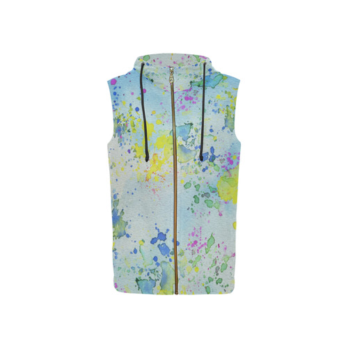 Watercolors splashes All Over Print Sleeveless Zip Up Hoodie for Women (Model H16)