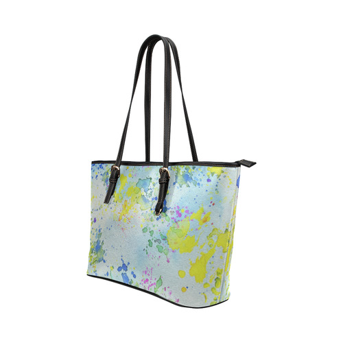Watercolors splashes Leather Tote Bag/Large (Model 1651)