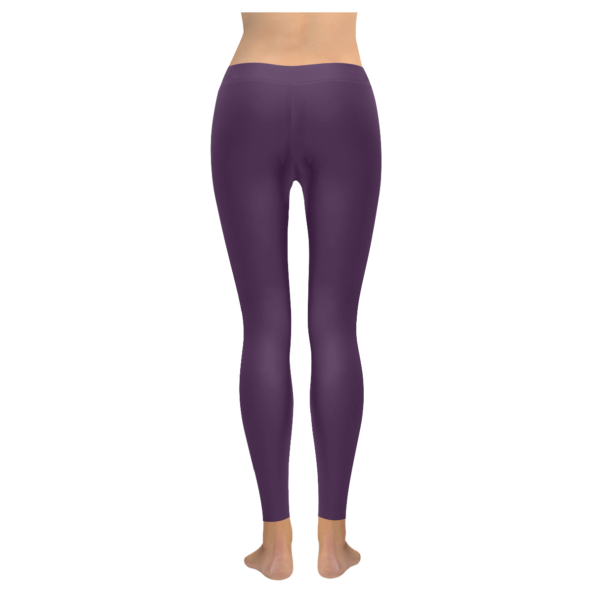Precious Peacock Feathers Deep Purple Solid Color Women's Low Rise Leggings (Invisible Stitch) (Model L05)