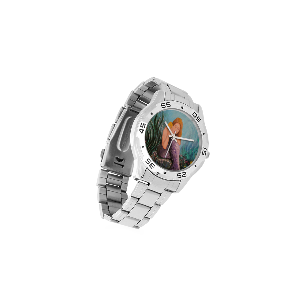 Mermaid Under The Sea Men's Stainless Steel Analog Watch(Model 108)