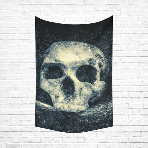 Man Skull In A Savage Temple Halloween Horror Cotton Linen Wall Tapestry 60"x 90"