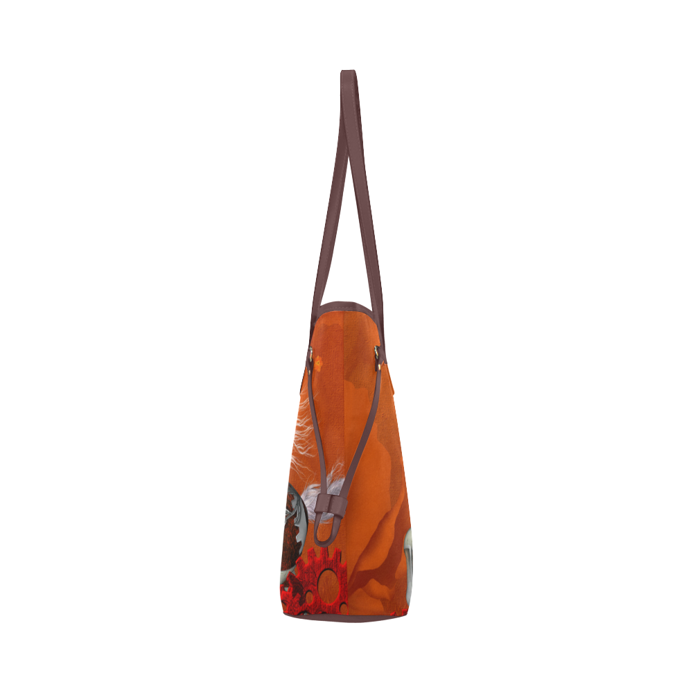 Wonderful steampunk horse, red white Clover Canvas Tote Bag (Model 1661)