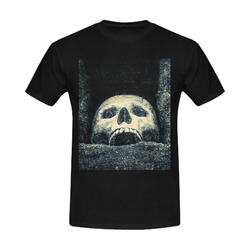 White Human Skull In A Pagan Shrine Halloween Cool Men's Slim Fit T-shirt (Model T13)
