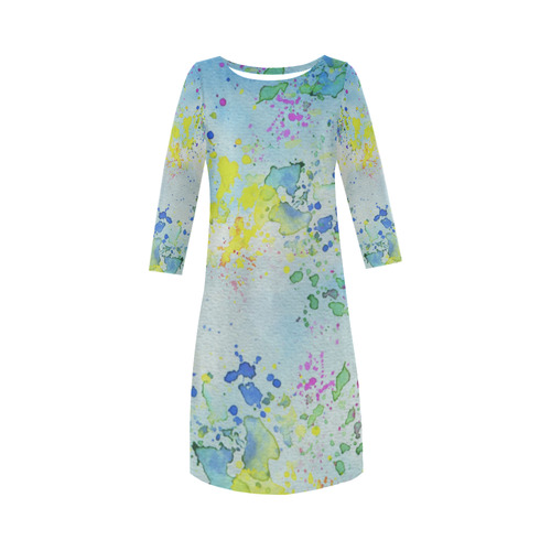 Watercolors splashes Round Collar Dress (D22)