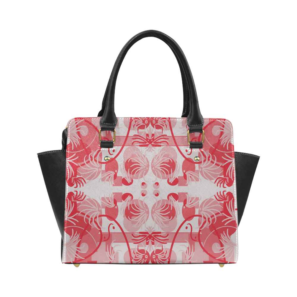 Foliage in red and gray Classic Shoulder Handbag (Model 1653)