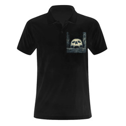 White Human Skull In A Pagan Shrine Halloween Cool Men's Polo Shirt (Model T24)