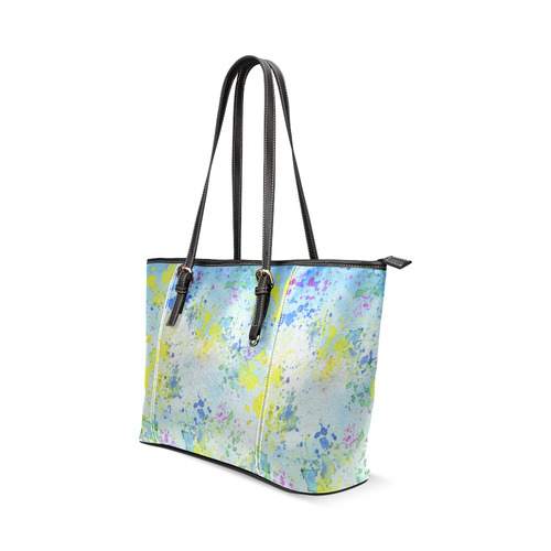 Watercolors splashes Leather Tote Bag/Large (Model 1640)