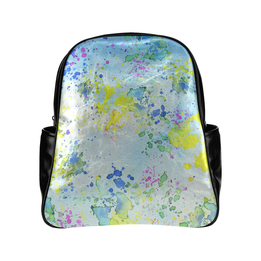 Watercolors splashes Multi-Pockets Backpack (Model 1636)