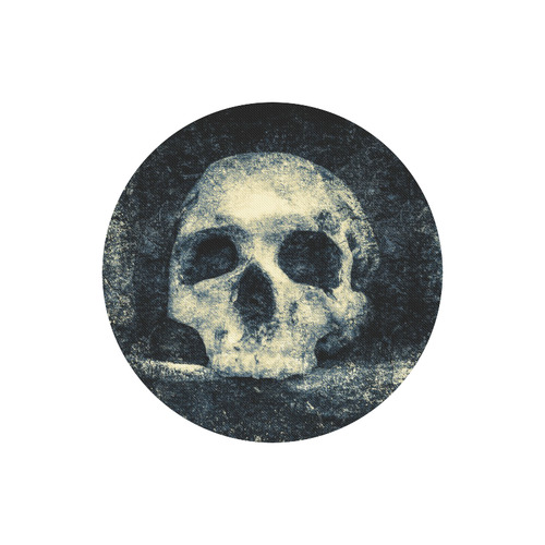 Man Skull In A Savage Temple Halloween Horror Round Mousepad