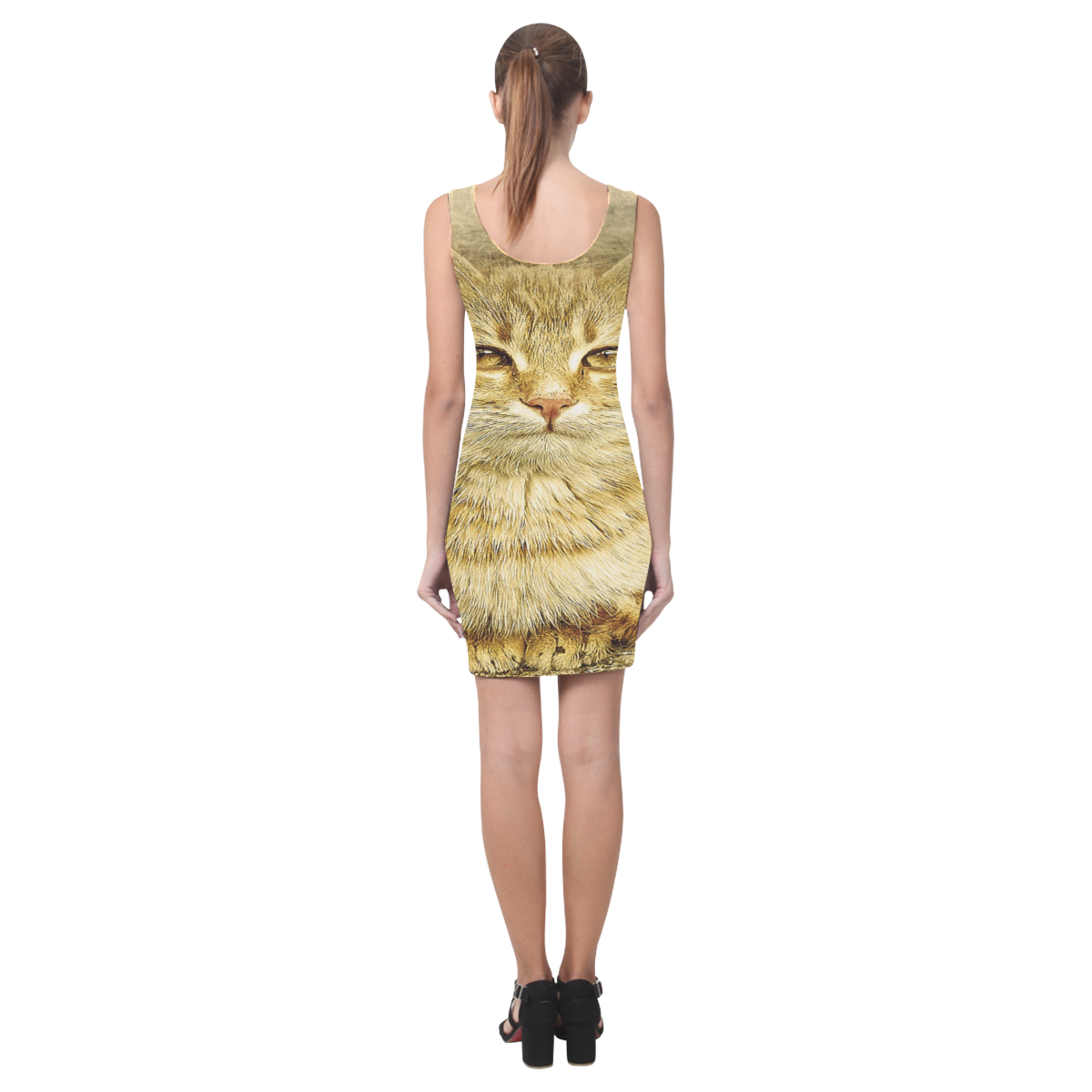 Orange Tabby Cat Medea Vest Dress (Model D06)