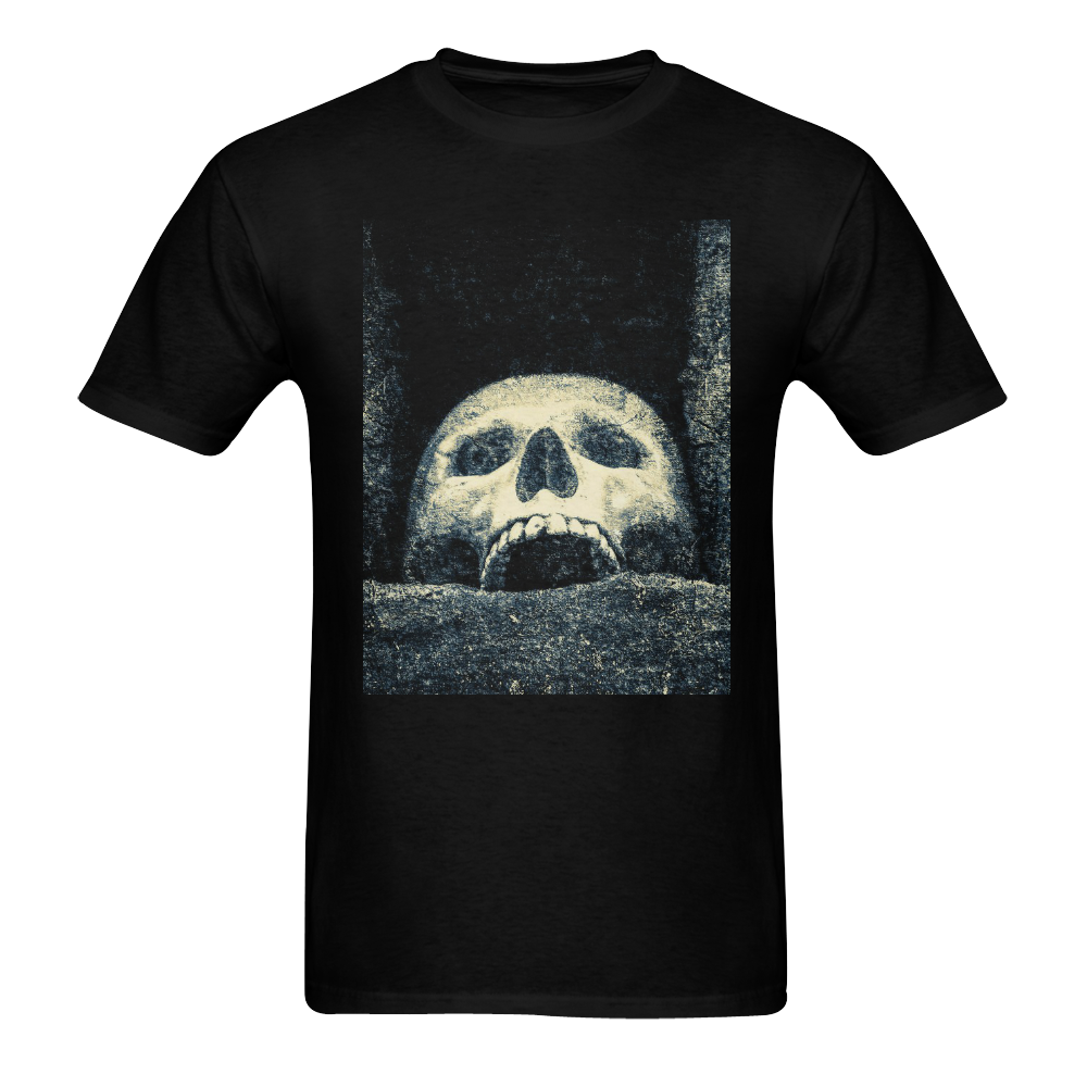 White Human Skull In A Pagan Shrine Halloween Cool Men's T-Shirt in USA Size (Two Sides Printing)