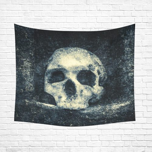 Man Skull In A Savage Temple Halloween Horror Cotton Linen Wall Tapestry 60"x 51"