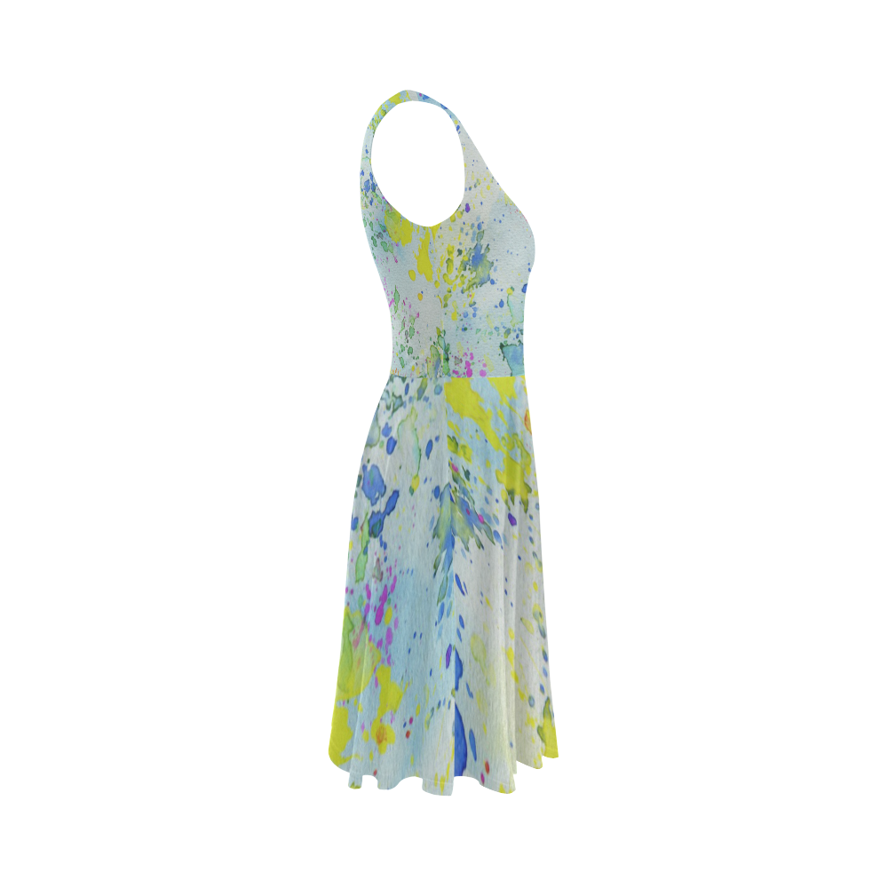 Watercolors splashes Sleeveless Ice Skater Dress (D19)