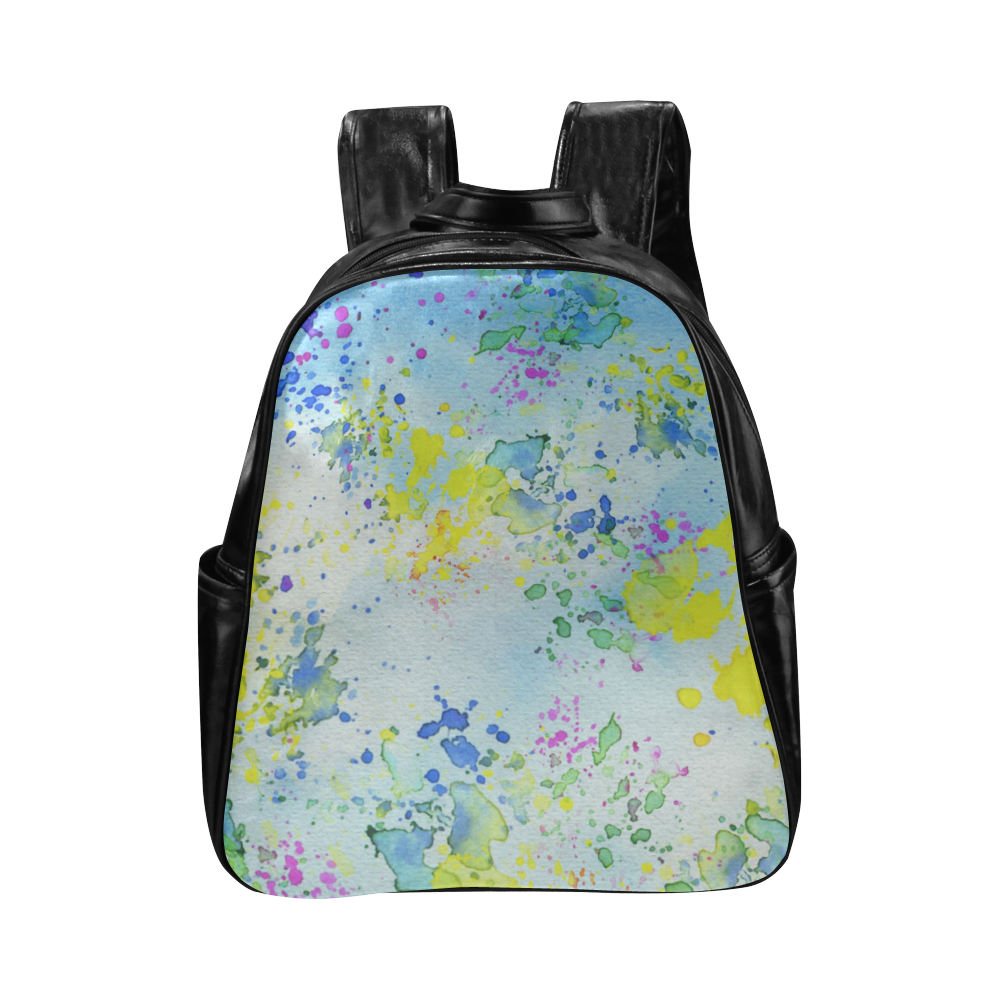 Watercolors splashes Multi-Pockets Backpack (Model 1636)
