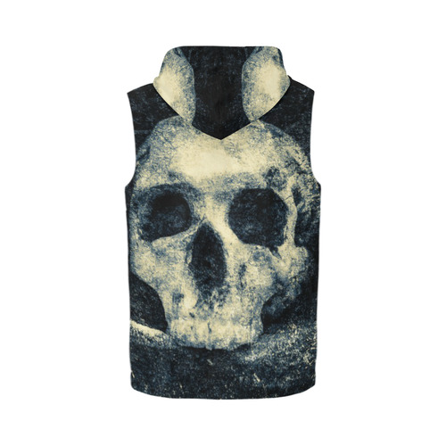 Man Skull In A Savage Temple Halloween Horror All Over Print Sleeveless Zip Up Hoodie for Men (Model H16)