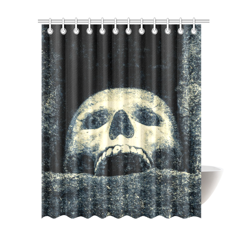 White Human Skull In A Pagan Shrine Halloween Cool Shower Curtain 69"x84"