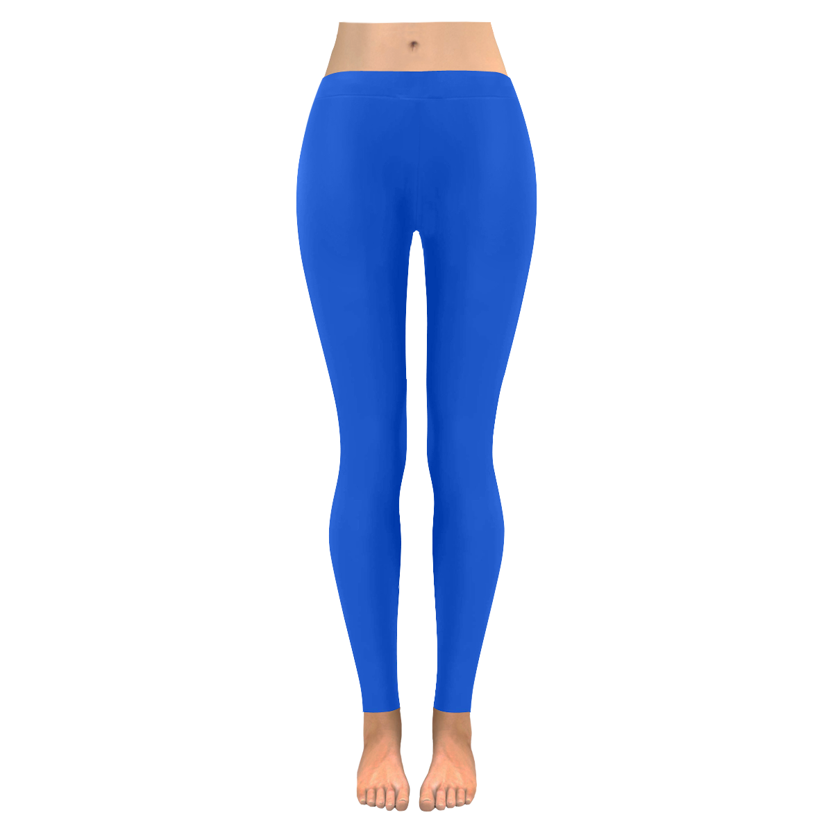 Precious Peacock Feathers Solid Boisterous Blue Women's Low Rise Leggings (Invisible Stitch) (Model L05)