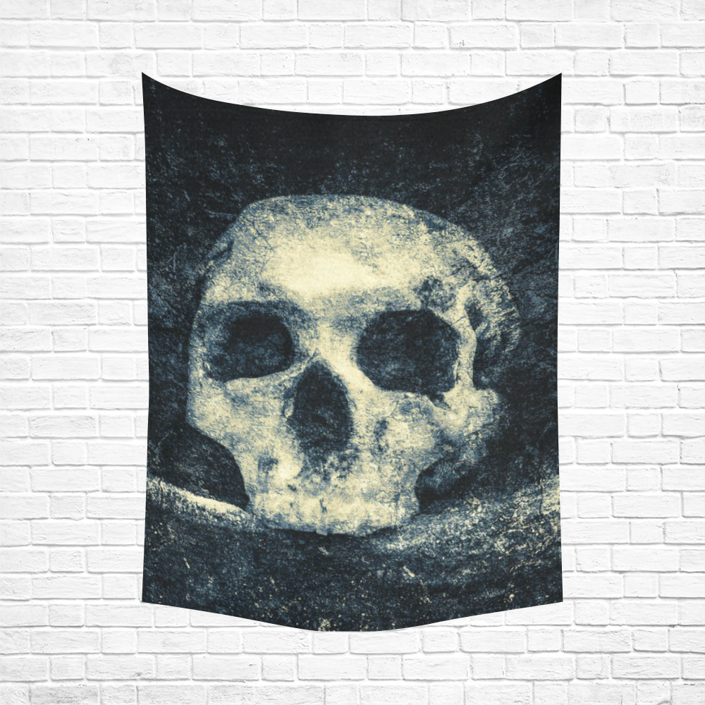 Man Skull In A Savage Temple Halloween Horror Cotton Linen Wall Tapestry 60"x 80"