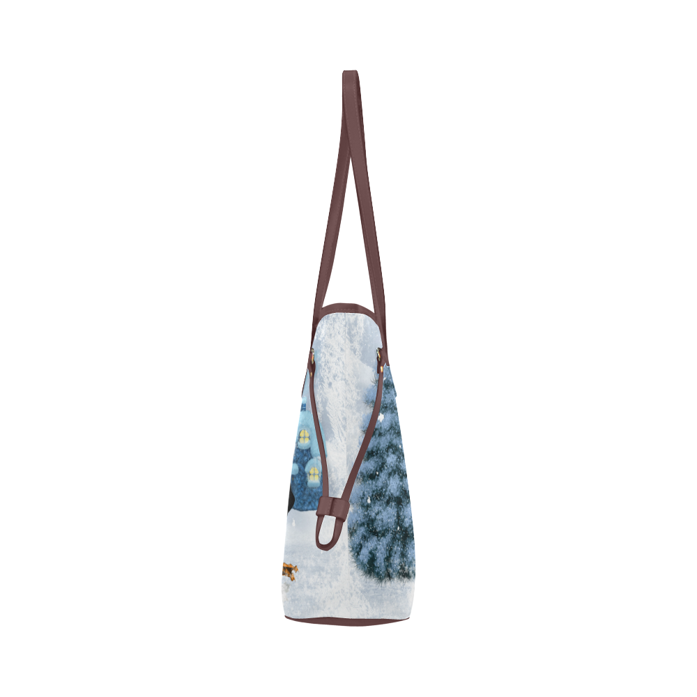 Christmas, funny, cute penguin Clover Canvas Tote Bag (Model 1661)