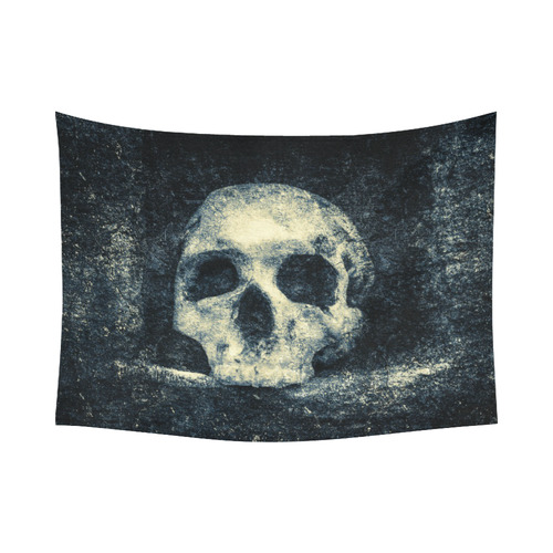 Man Skull In A Savage Temple Halloween Horror Cotton Linen Wall Tapestry 80"x 60"