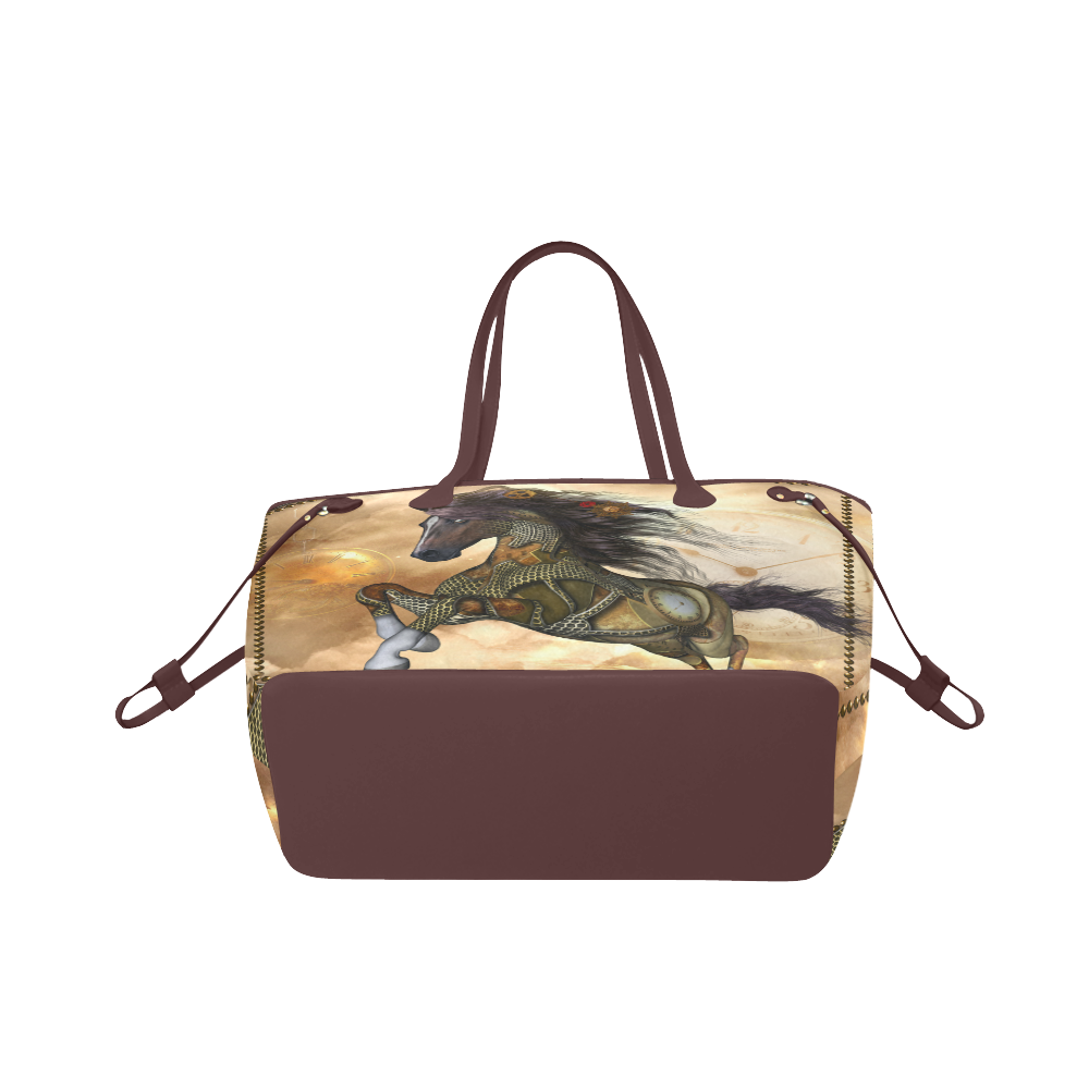 Aweseome steampunk horse, golden Clover Canvas Tote Bag (Model 1661)