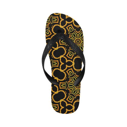 yellow-gold-black Flip Flops for Men/Women (Model 040)