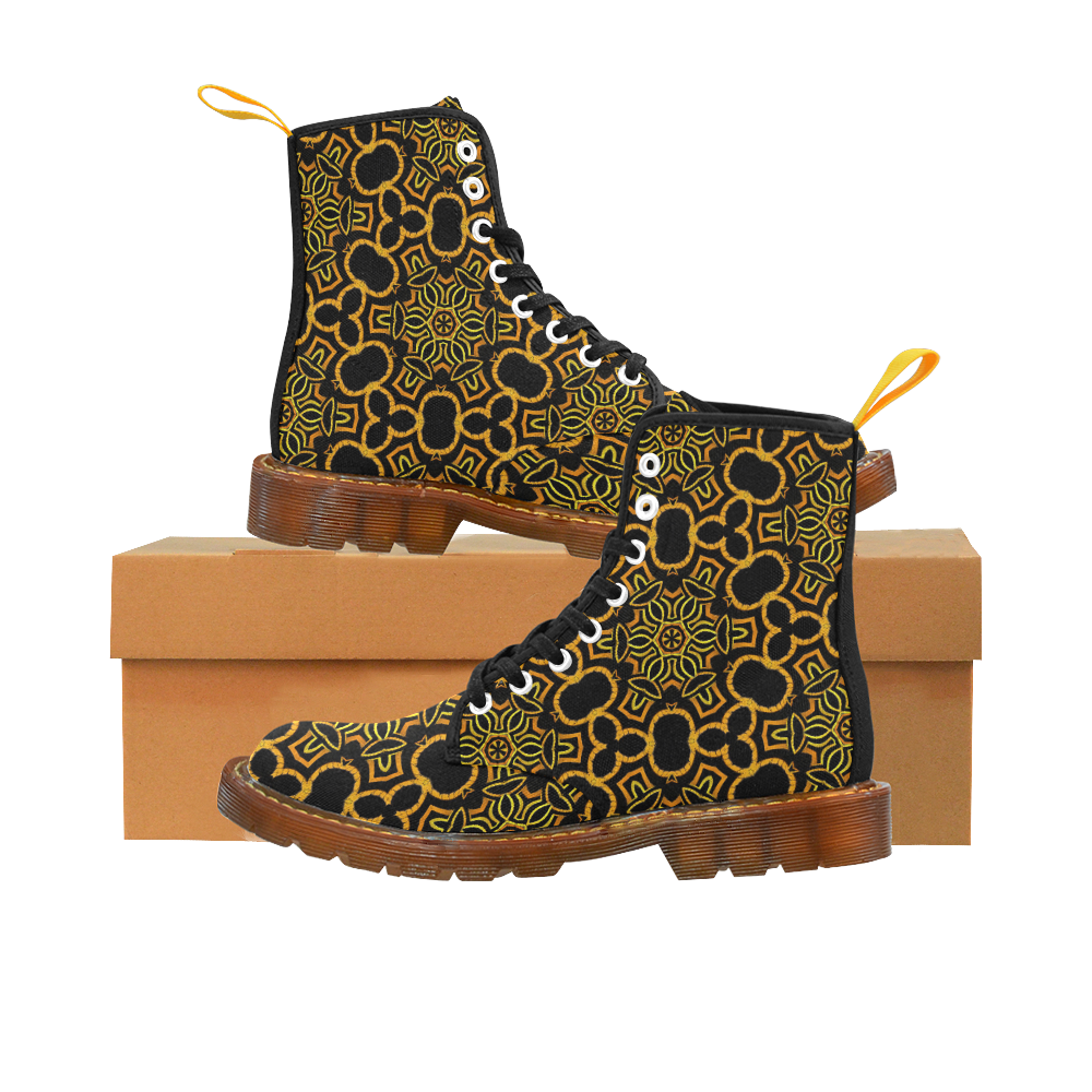 yellow-gold-black Martin Boots For Women Model 1203H