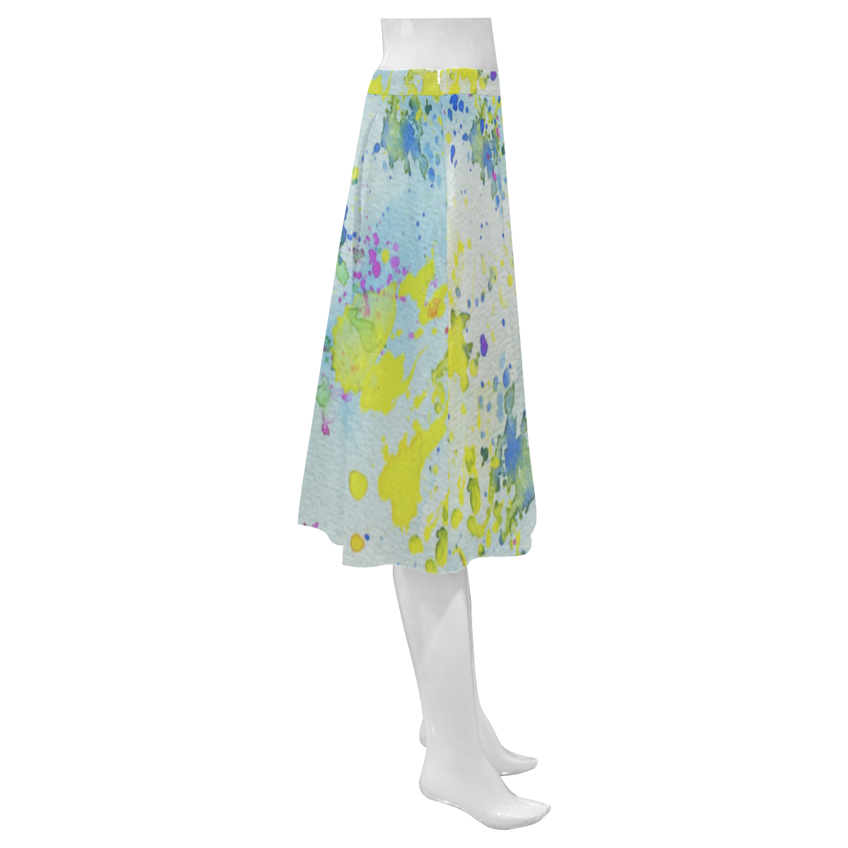 Watercolors splashes Mnemosyne Women's Crepe Skirt (Model D16)