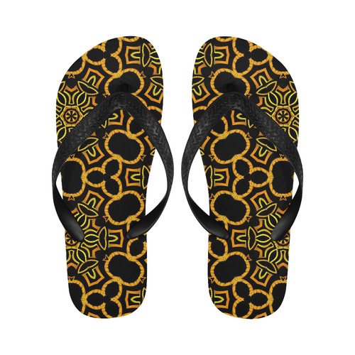 yellow-gold-black Flip Flops for Men/Women (Model 040)