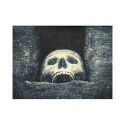 White Human Skull In A Pagan Shrine Halloween Cool Placemat 14’’ x 19’’