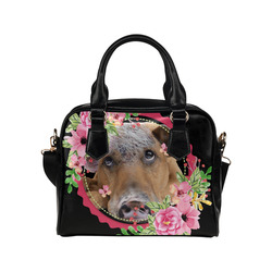 Thoughtful Dog Pink Floral Watercolor Shoulder Handbag (Model 1634)