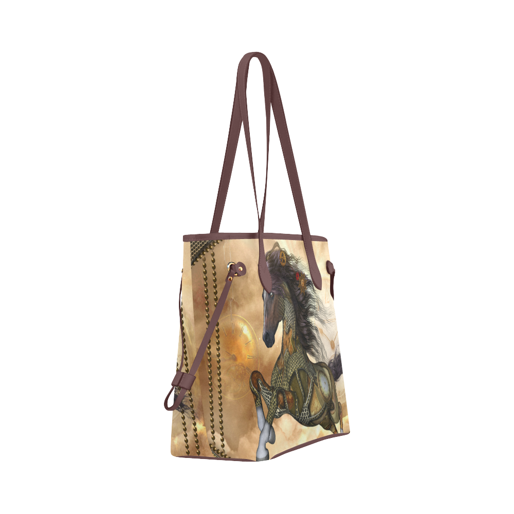 Aweseome steampunk horse, golden Clover Canvas Tote Bag (Model 1661)