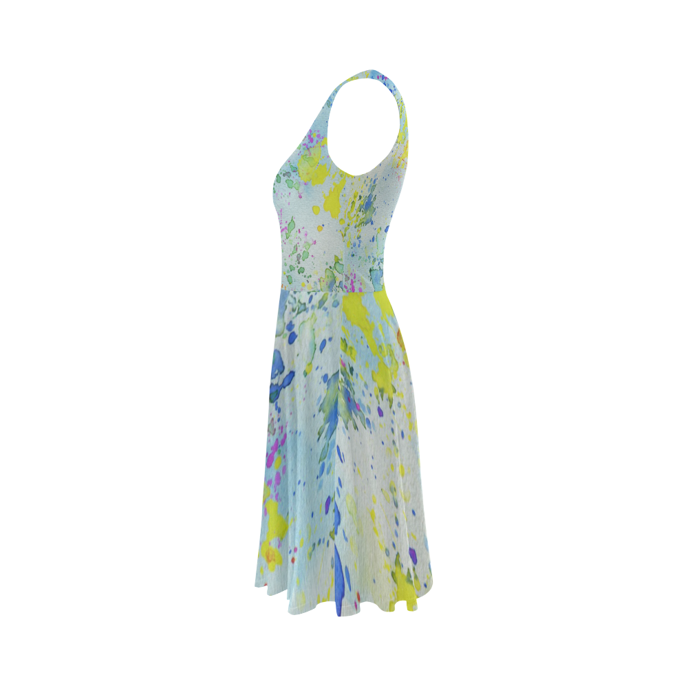 Watercolors splashes Sleeveless Ice Skater Dress (D19)