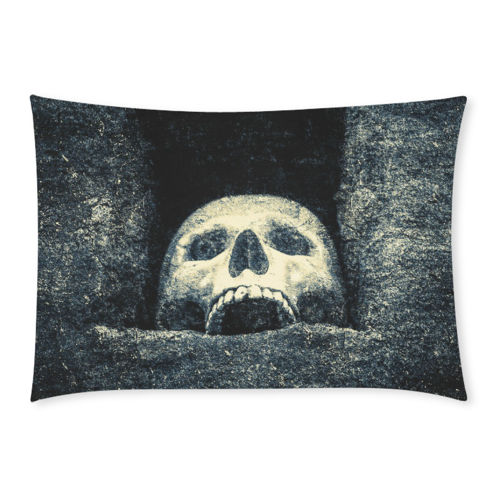 White Human Skull In A Pagan Shrine Halloween Cool Custom Rectangle Pillow Case 20x30 (One Side)