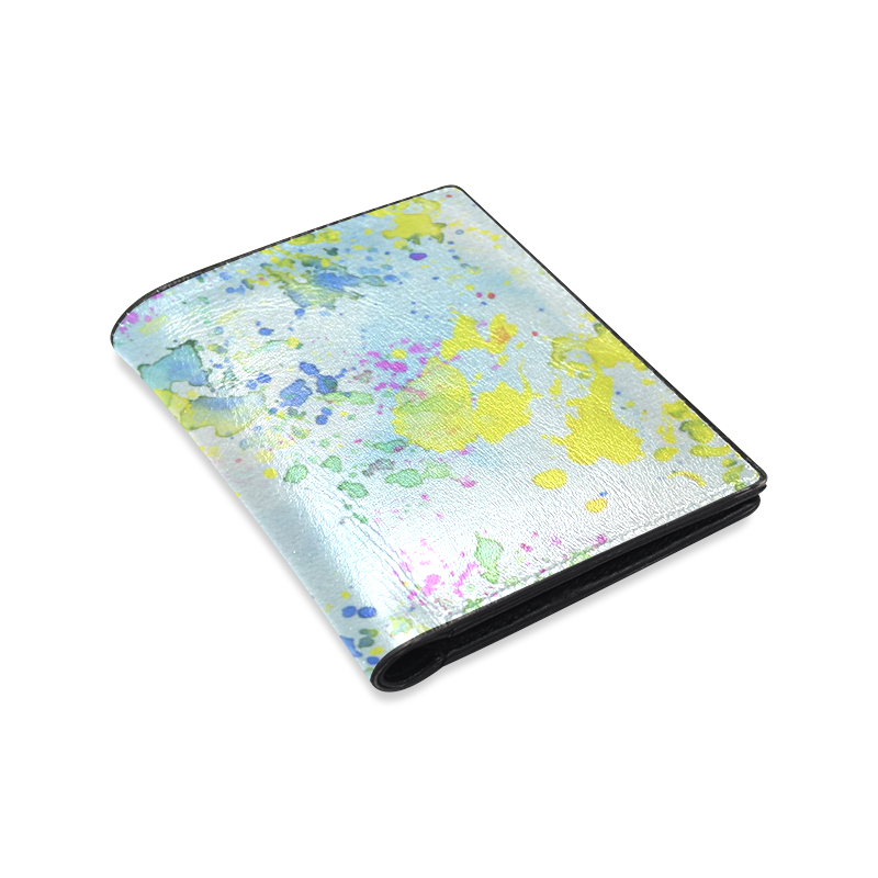 Watercolors splashes Men's Leather Wallet (Model 1612)