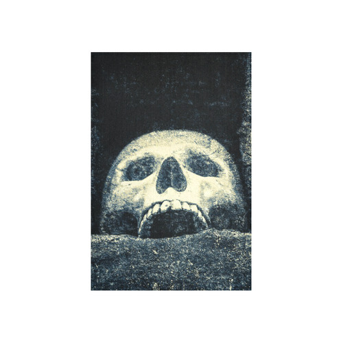 White Human Skull In A Pagan Shrine Halloween Cool Cotton Linen Wall Tapestry 40"x 60"